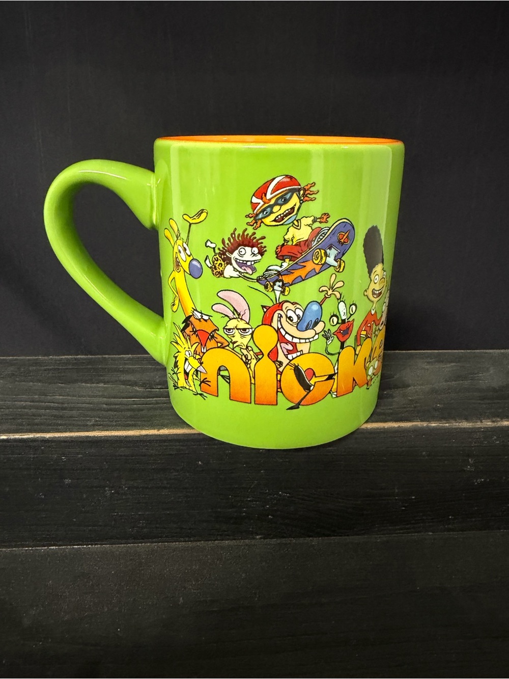 Nickelodeon 14 oz Ceramic Mug Green Orange 90s Cartoon Characters 2019